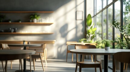 Obraz premium Modern Cafe Interior With Sunlight