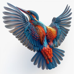 Obraz premium Colorful bird with vibrant feathers mid-flight in a striking artistic illustration