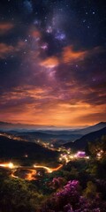 night sky with stars and mountain range