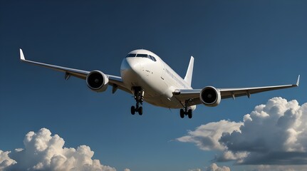 Obraz premium white airplane on a blue.generative.ai