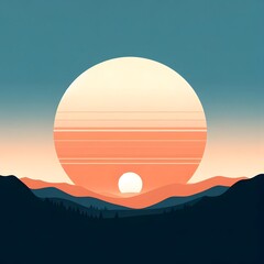 Obraz premium Mountain Forest Landscape sunset Natural beauty wallpaper 