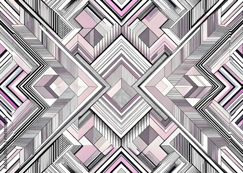 Aufkleber modern geometric patterns design bold lines soft colors texture
