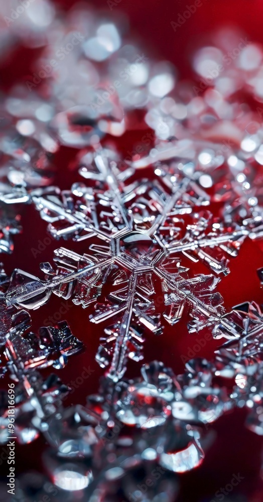 Poster snowflake on red background