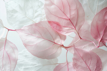 Delicate pink leaves in soft light, creating a serene and peaceful atmosphere.
