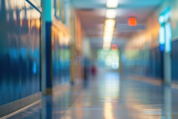 Fototapeta premium Abstract blurred school background, focused on classroom and learning environment.