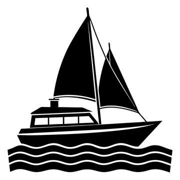 recommend clip art: Catamaran on sea silhouette vector illustration on white background 