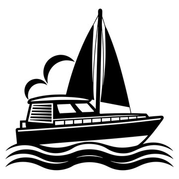 recommend clip art: Catamaran on sea silhouette vector illustration on white background 