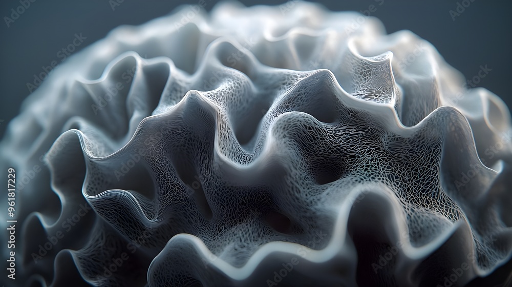 Poster close-up image of a human brain showcases its intricate structures with remarkable clarity.