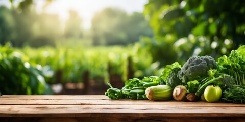 wooden table topped with fresh vegetables