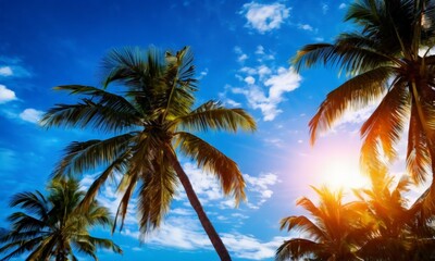palm trees against the sun