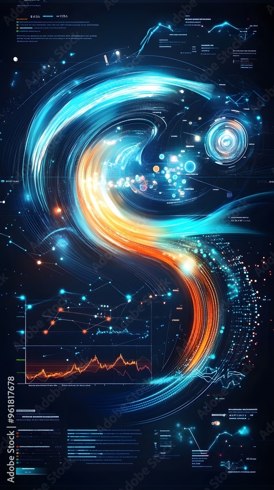 Poster abstract futuristic technology background with data and lines.