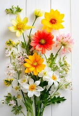 bunch flowers on white background