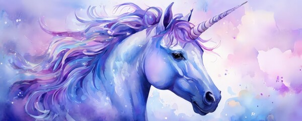 unicorn with long mane and blue