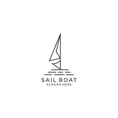 Simple boat sailing ship vector logo design on Ocean Sea, Simple boat sailing ship vector logo design template.