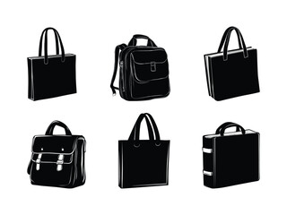 Back to School Book Bag Silhouette. Vector School Backpack Clipart. Stylish Tote Bag Design.