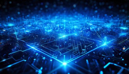 blue circuit with glowing lights