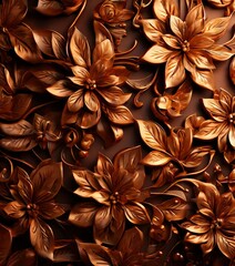 Fototapeta premium bunch gold flowers on brown background