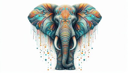 Obraz premium an elephant painted with colorful paints