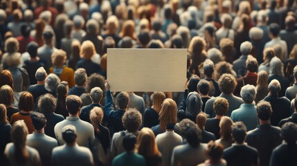 Obraz premium crowd of people holding a sign
