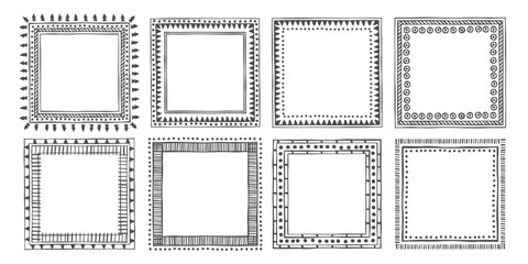 Decorative hand drawn doodle frames