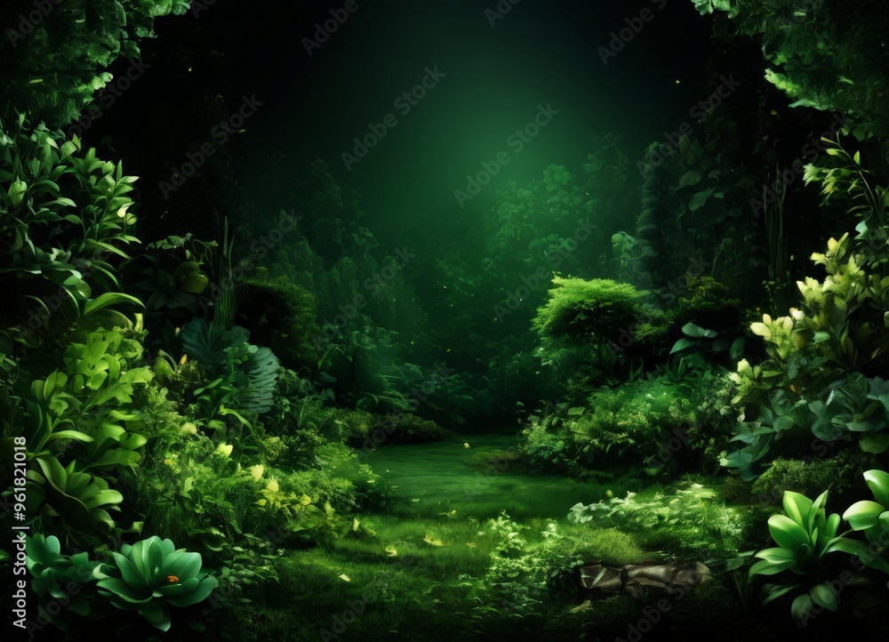 Poster dark forest with path through it