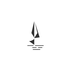 Simple boat sailing ship vector logo design on Ocean Sea, Simple boat sailing ship vector logo design template.