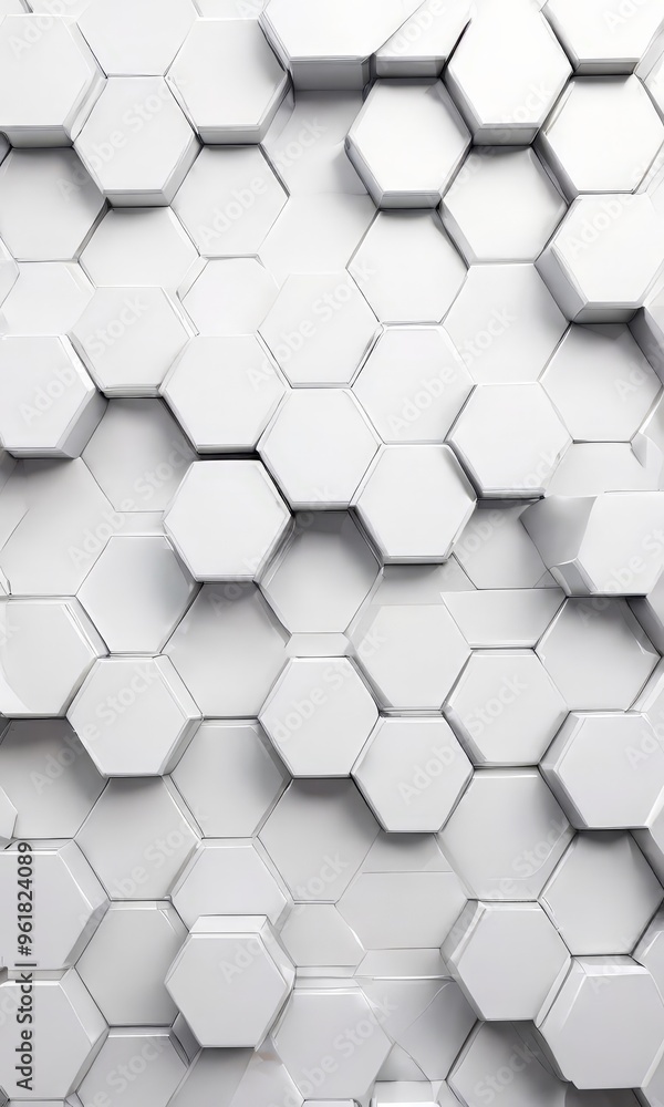 Poster white hexagons background with 3d effect