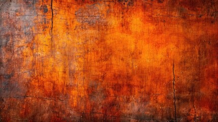 The orange background has a rough texture and he is aged