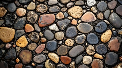 63. Detailed, intricate cobblestone path with varied stones