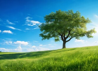 tree in the middle grassy field