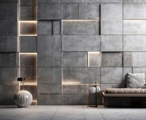 couch and lamp in front wall