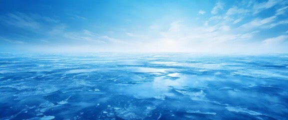 blue ocean with clouds and water