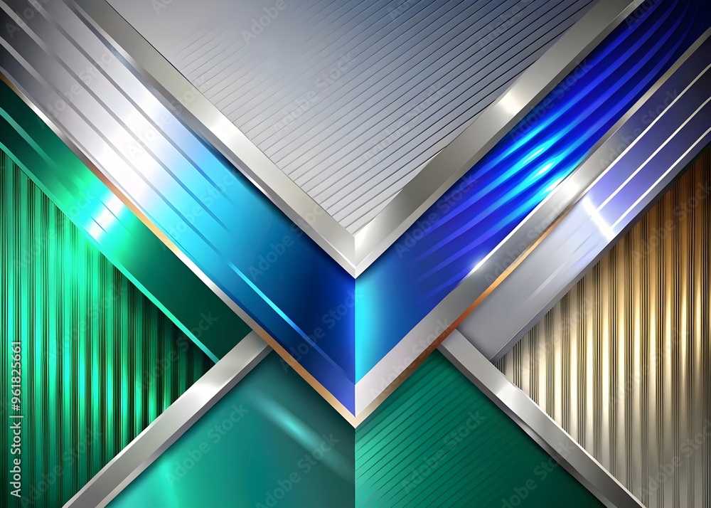 Poster modern metallic abstract geometric design colorful surfaces patterns textures lines