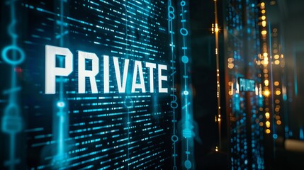 Confidential Digital File on Technology Monitor: Secure and Encrypted Data Display, Privacy and Protection with Locked Screen Interface and Online Network Safety