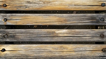 Fototapeta premium 65. Worn, rustic wooden bench with visible grain