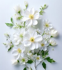Obraz premium bunch white flowers on blue background