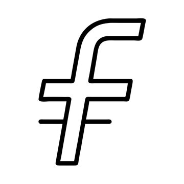 recommend clip art: Franc currency symbol icon in black and white, minimalist style
