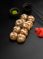 Tempura roll with Philadelphia cheese and unagi sauce