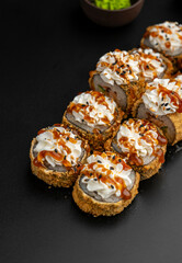 Tempura roll with Philadelphia cheese and unagi sauce