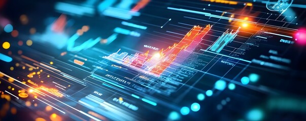 Abstract Technology Background with Glowing Lines and Data.