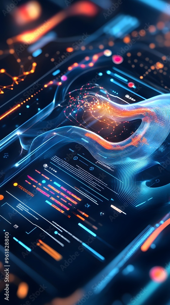 Aufkleber abstract technology background with glowing lines and data.