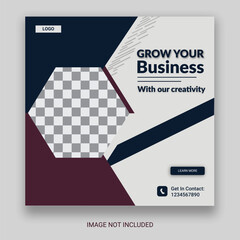 Creative Business Social Media Post Layout With White Background. With Free Mock-Up