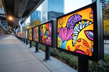 Advertising board, multicultural messaging, inclusive design reflects diversity and appeals to a wide audience