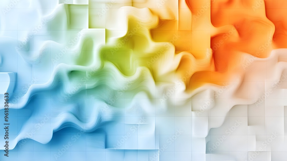 Poster abstract 3d wavy background with gradient colors.