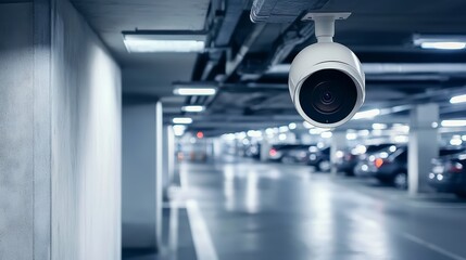 high-tech ip security camera in parking garage safety and monitoring 