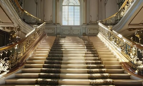 Grand staircase with decorative banisters, Video