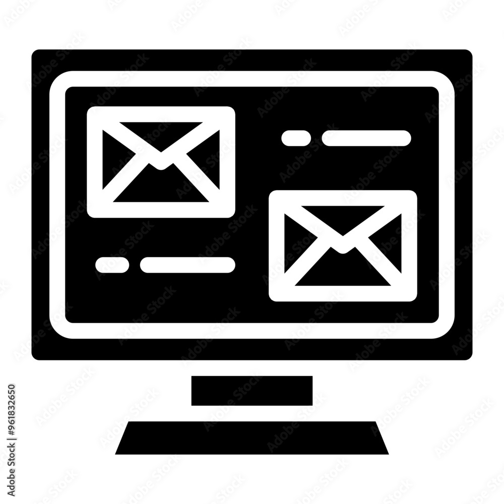 Fototapete new email notification icon with one e-mail message on computer pc