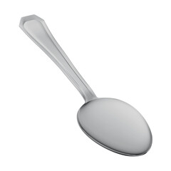 3D Rendered Stainless Steel Table Spoon with Transparent Background