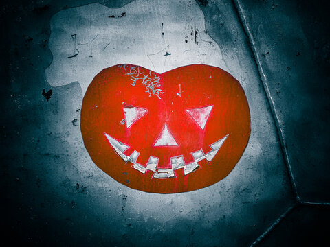 Faded pumpkin head sticker