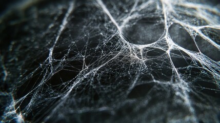 Spider web covered with morning dew on black background